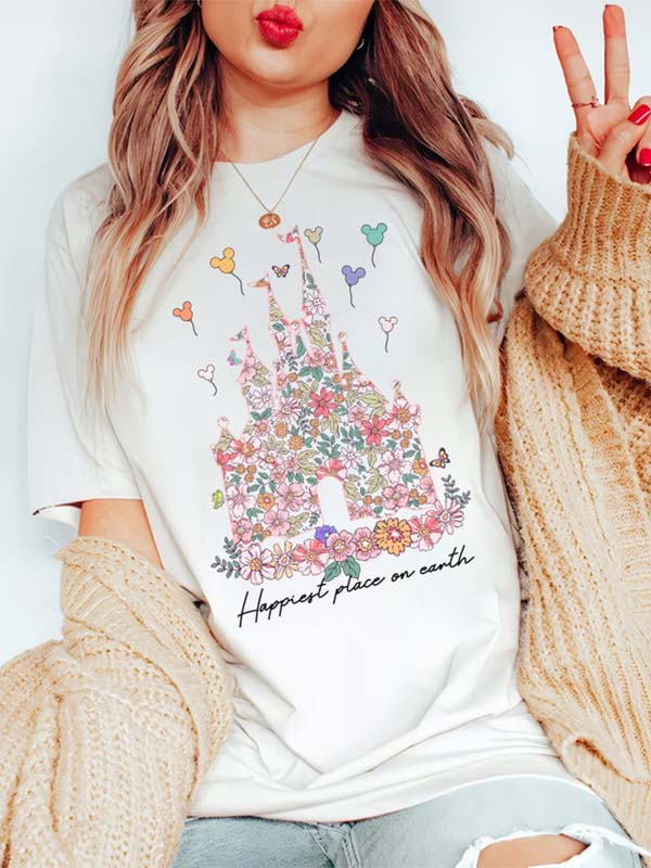 Happiest Place on Earth Floral T-shirt