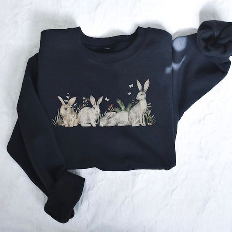 Happy Easter Rabbit Print Casual Sweatshirt