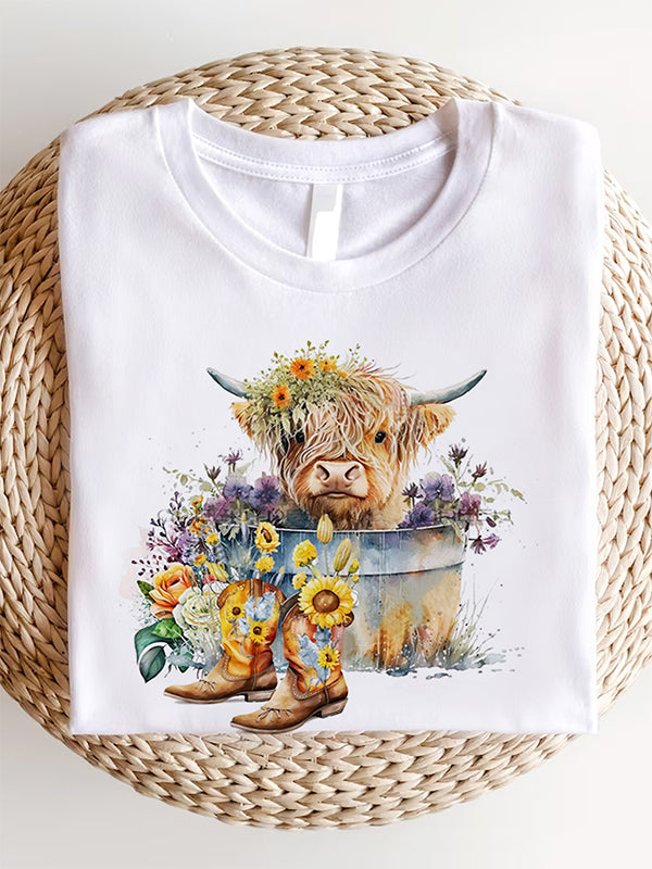 Highland Cow in Metal Tub T-shirt