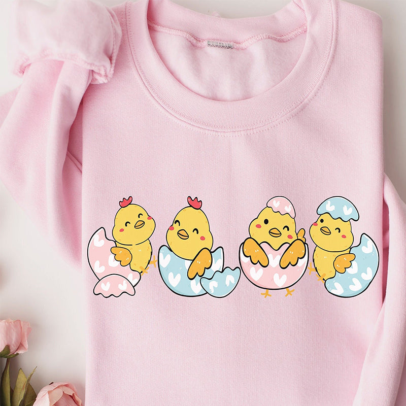 Easter Baby Chick Print Casual Sweatshirt