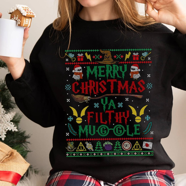 Wizard Christmas Ya Filthy Animal Sweatshirt