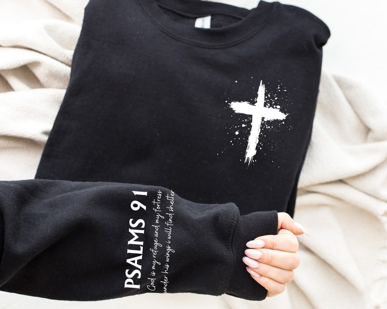 Psalms 91 Sleeve Print Sweatshirt
