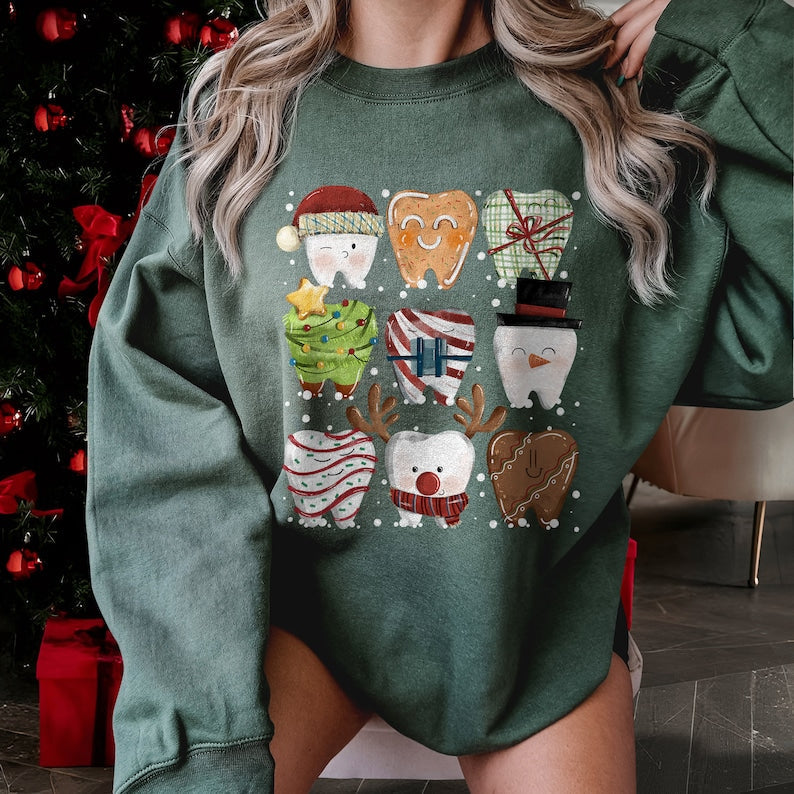 Funny Christmas Teeth Crewneck Sweatshirt