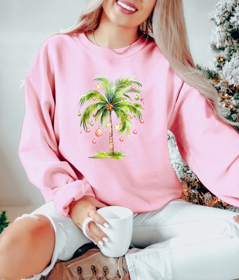 Christmas Beach Palm Tree Sweatshirt
