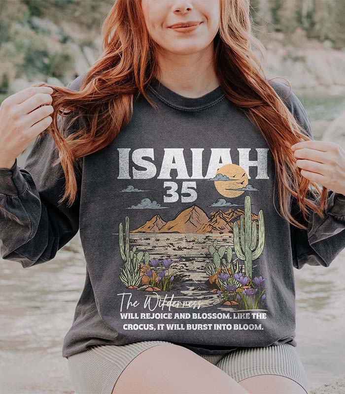 Boho Faith Bible Verse Long Sleeve Sweatshirt