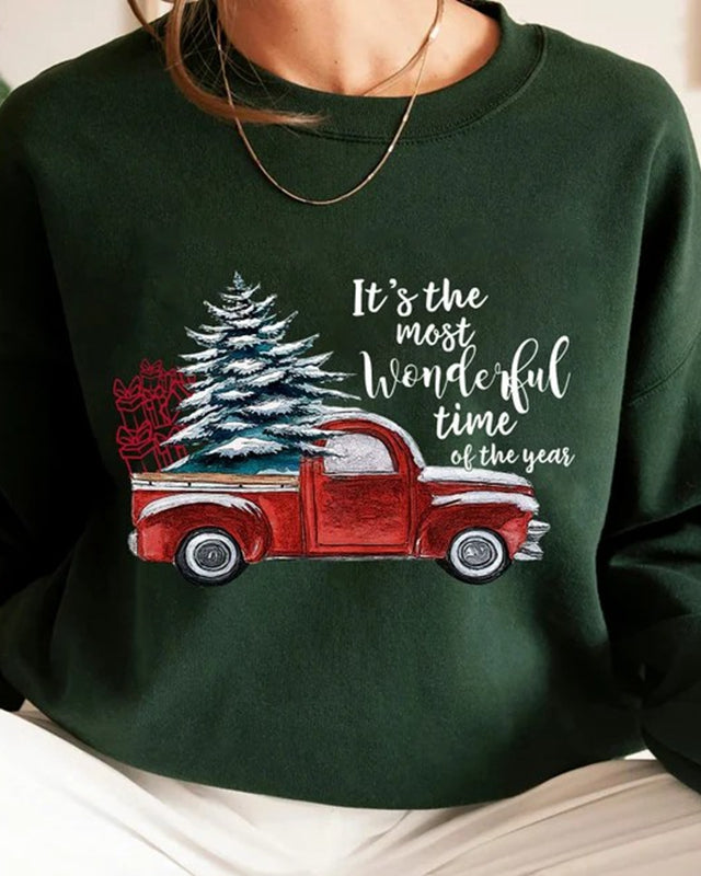 Vintage Christmas Truck Tree Sweatshirt