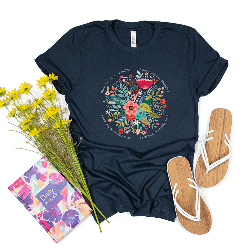 Grow Positive Thoughts Floral T-shirt