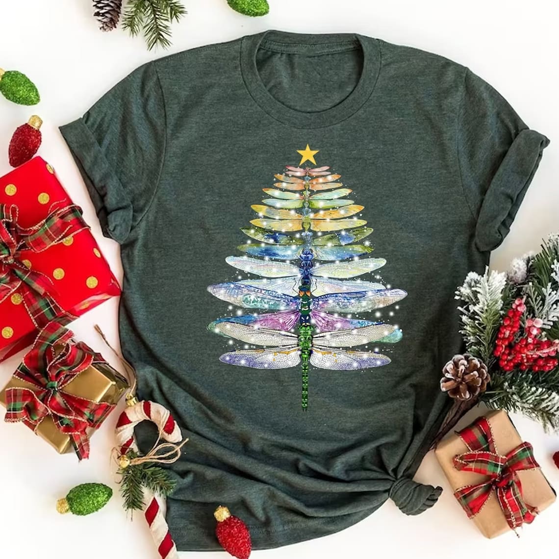 Dragonfly Christmas Light T-shirt